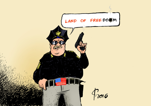 Cartoon: Doom (medium) by Paolo Calleri tagged usa,polizei,gewalt,schwarze,weisse,waffen,gesetze,rassismus,gesellschaft,proteste,karikatur,cartoon,paolo,calleri,usa,polizei,gewalt,schwarze,weisse,waffen,gesetze,rassismus,gesellschaft,proteste,karikatur,cartoon,paolo,calleri