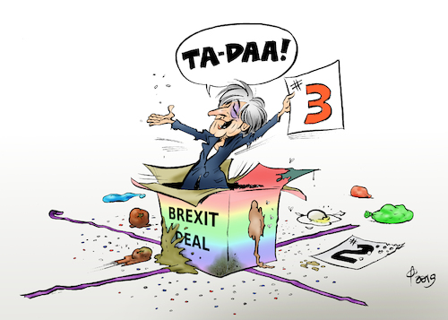 Cartoon: Dritte Brexit-Abstimmung (medium) by Paolo Calleri tagged eu,gb,uk,grossbritannien,wahlen,premier,premierministerin,theresa,may,unterhaus,parlament,abgeordnete,parlamentarier,abstimmung,karikatur,cartoon,paolo,calleri,eu,gb,uk,grossbritannien,wahlen,premier,premierministerin,theresa,may,unterhaus,parlament,abgeordnete,parlamentarier,abstimmung,karikatur,cartoon,paolo,calleri