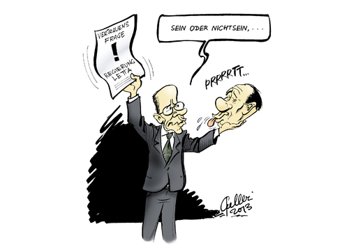 Cartoon: Eine Frage des Vertrauens (medium) by Paolo Calleri tagged italien,rom,regierung,koalition,enrico,letta,pd,partito,democratico,pdl,della,liberta,krise,schuldenkrise,eurokrise,silvio,berlusconi,verurteilung,steuerhinterziehung,senator,senat,ausschluss,drohung,abgeordnete,rücktrittsdrohungen,karikatur,paolo,calleri,italien,rom,regierung,koalition,enrico,letta,pd,partito,democratico,pdl,della,liberta,krise,schuldenkrise,eurokrise,silvio,berlusconi,verurteilung,steuerhinterziehung,senator,senat,ausschluss,drohung,abgeordnete,rücktrittsdrohungen,karikatur,paolo,calleri