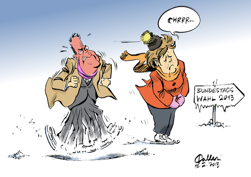 Cartoon: Eisprinzessin (medium) by Paolo Calleri tagged kanzlergehalt,vortragshonorare,kandidatenaustausch,negativdebatten,debatten,landtagswahl,niedersachsen,umfragewerte,umfragen,2013,bundestagswahl,merkel,angela,bundeskanzlerin,christdemokraten,cdu,steinbrueck,peer,kanzlerkandidat,sozialdemokraten,spd,spd,sozialdemokraten,kanzlerkandidat,peer,steinbrueck,cdu,christdemokraten,bundeskanzlerin,angela,merkel,bundestagswahl,2013,umfragen,umfragewerte,niedersachsen,landtagswahl,debatten,negativdebatten,kandidatenaustausch,vortragshonorare,kanzlergehalt