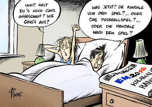 Cartoon: EM-Randale (medium) by Paolo Calleri tagged frankreich,em,europameisterschaft,2016,fussball,uefa,sport,fans,hooligans,gewalt,krawalle,karikatur,cartoon,paolo,calleri,frankreich,em,europameisterschaft,2016,fussball,uefa,sport,fans,hooligans,gewalt,krawalle,karikatur,cartoon,paolo,calleri