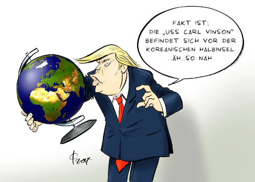 Cartoon: Entfernungen (medium) by Paolo Calleri tagged usa,nordkorea,konflikt,raketentests,drohungen,flugzeugtraeger,praesident,donald,trump,armada,uss,carl,vinson,pentagon,militaer,saebelrasseln,drohkulisse,karikatur,cartoon,paolo,calleri,usa,nordkorea,konflikt,raketentests,drohungen,flugzeugtraeger,praesident,donald,trump,armada,uss,carl,vinson,pentagon,militaer,saebelrasseln,drohkulisse,karikatur,cartoon,paolo,calleri