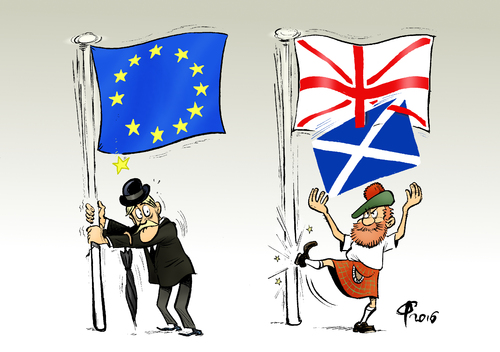 Cartoon: Fahnenflüchtige (medium) by Paolo Calleri tagged eu,europa,grossbritannien,schottland,unabhaengigkeit,referendum,brexit,england,union,jack,mitgliedschaft,austritt,karikatur,cartoon,paolo,calleri,eu,europa,grossbritannien,schottland,unabhaengigkeit,referendum,brexit,england,union,jack,mitgliedschaft,austritt,karikatur,cartoon,paolo,calleri