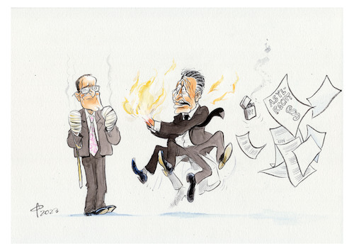 Cartoon: Feuer und Flamme (medium) by Paolo Calleri tagged deutschland,asyl,politik,parteien,cdu,union,asylrecht,thorsten,frei,spahn,unionsfraktion,geschaeftsfuehrer,menschenrecht,flucht,gefluechtete,un,karikatur,cartoon,paolo,calleri,deutschland,asyl,politik,parteien,cdu,union,asylrecht,thorsten,frei,spahn,unionsfraktion,geschaeftsfuehrer,menschenrecht,flucht,gefluechtete,un,karikatur,cartoon,paolo,calleri