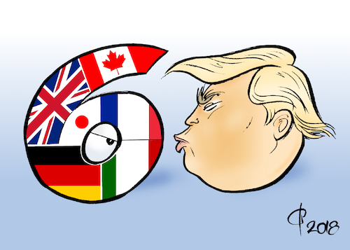 Cartoon: G7-Gipfel (medium) by Paolo Calleri tagged kanada,charlevoix,usa,g7,gipfel,summit,gb,grosbritannien,uk,japan,deutschland,frankreich,italien,regierungschefs,eu,handelsstreit,strafzoelle,donald,trump,beziehungen,wirtschaft,treffen,karikatur,cartoon,paolo,calleri,kanada,charlevoix,usa,g7,gipfel,summit,gb,grosbritannien,uk,japan,deutschland,frankreich,italien,regierungschefs,eu,handelsstreit,strafzoelle,donald,trump,beziehungen,wirtschaft,treffen,karikatur,cartoon,paolo,calleri
