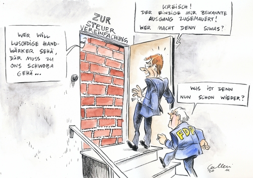 Cartoon: Gefangen im Umfragekeller (medium) by Paolo Calleri tagged koalitionsbruch,streitpunkte,streit,2012,2011,steuervereinfachung,krise,parteichef,westerwelle,lindner,schaeuble,wolfgang,bundesfinanzminister,fdp,cdu,koalition,schwarzgelb