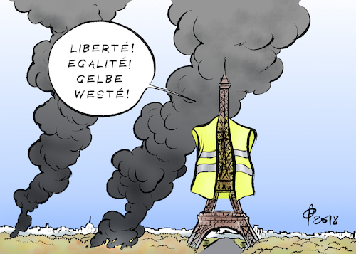 Cartoon: Gelbe Westen (medium) by Paolo Calleri tagged eu,europa,frankreich,paris,proteste,massen,massenproteste,randale,gelb,gelbwesten,westen,spritpreise,sprit,arbeit,leben,mobilitaet,auto,regierung,macron,karikatur,cartoon,paolo,calleri,eu,europa,frankreich,paris,proteste,massen,massenproteste,randale,gelb,gelbwesten,westen,spritpreise,sprit,arbeit,leben,mobilitaet,auto,regierung,macron,karikatur,cartoon,paolo,calleri