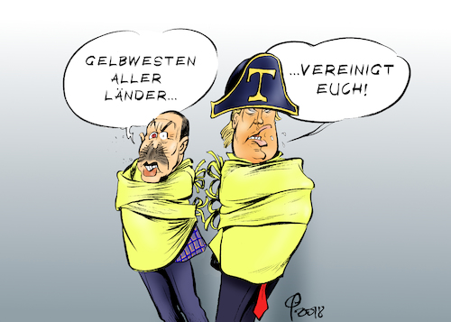 Cartoon: Gelbwesten (medium) by Paolo Calleri tagged eu,usa,tuerkei,macron,gelbwesten,proteste,gewalt,erdogan,trump,klimaabkommen,polizei,polizeieinsaetze,kritik,vorgehen,instrumentalisierung,benzinpreise,preise,ungerechtigkeiten,karikatur,cartoon,paolo,calleri,eu,usa,tuerkei,macron,gelbwesten,proteste,gewalt,erdogan,trump,klimaabkommen,polizei,polizeieinsaetze,kritik,vorgehen,instrumentalisierung,benzinpreise,preise,ungerechtigkeiten,karikatur,cartoon,paolo,calleri