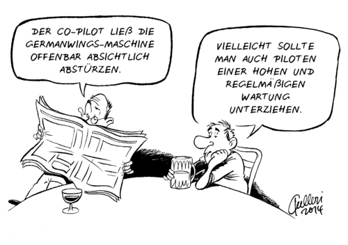 Cartoon: Germanwings-Unglück (medium) by Paolo Calleri tagged deutschland,frankreich,spanien,barcelona,duesseldorf,flug,4u9525,airbus,flugzeug,absturz,sinkflug,piloten,co,pilot,absicht,blackbox,stimmenrekorder,gespraeche,aufzeichnung,sicherheitstueren,karikatur,cartoon,paolo,calleri