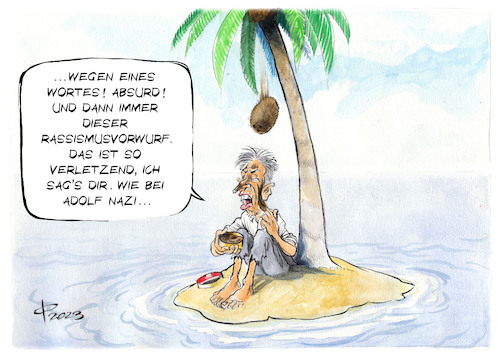 Cartoon: Gespräche unter Palmen (medium) by Paolo Calleri tagged deutschland,tübingen,rassismus,sprache,oberbürgermeister,palmer,migration,hautfarbe,karikatur,cartoon,paolo,calleri,deutschland,tübingen,rassismus,sprache,oberbürgermeister,palmermigration,hautfarbe,karikatur,cartoon,paolo,calleri