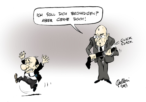 Cartoon: Gnade (medium) by Paolo Calleri tagged italien,rom,staatspräsident,giorgio,napolitano,silvio,berlusconi,justiz,urteil,verurteilung,haussarrest,sozialdienst,senat,senatssitz,gnadengesuch,gnade,gnadenschuss,steuerhinterziehung,medien,karikatur,cartoon,paolo,calleri,italien,rom,staatspräsident,giorgio,napolitano,silvio,berlusconi,justiz,urteil,verurteilung,haussarrest,sozialdienst,senat,senatssitz,gnadengesuch,gnade,gnadenschuss,steuerhinterziehung,medien,karikatur,cartoon,paolo,calleri