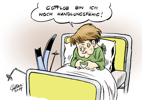 Cartoon: Handlungsfähig (medium) by Paolo Calleri tagged deutschland,bundeskanzlerin,angela,merkel,weihnachtsferien,2014,urlaub,sport,winter,ski,langlauf,verletzung,beckenring,bruch,krankenhaus,krankenbett,termine,raute,gestik,karikatur,cartoon,paolo,calleri,deutschland,bundeskanzlerin,angela,merkel,weihnachtsferien,2014,urlaub,sport,winter,ski,langlauf,verletzung,beckenring,bruch,krankenhaus,krankenbett,termine,raute,gestik,karikatur,cartoon,paolo,calleri