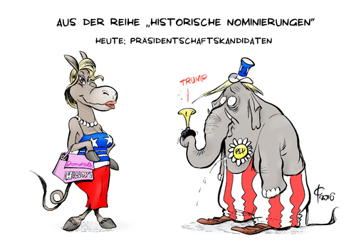 Cartoon: Historische Nominierung (medium) by Paolo Calleri tagged usa,wahl,praesidentschaft,praesidentschaftswahl,demokraten,hillary,clinton,nominierung,frau,republikaner,kandidat,donald,trump,unternehmer,weises,haus,karikatur,cartoon,paolo,calleri,usa,wahl,praesidentschaft,praesidentschaftswahl,demokraten,hillary,clinton,nominierung,frau,republikaner,kandidat,donald,trump,unternehmer,weises,haus,karikatur,cartoon,paolo,calleri