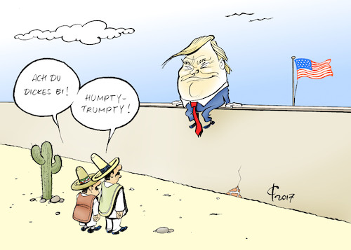 Cartoon: Humpty-Trumpty (medium) by Paolo Calleri tagged usa,mexiko,amerika,donald,trump,praesident,mauer,abschottung,immigration,bau,anordnung,kosten,populismus,rassismus,kritik,wahlversprechen,umsetzung,karikatur,cartoon,paolo,calleri,usa,mexiko,amerika,donald,trump,praesident,mauer,abschottung,immigration,bau,anordnung,kosten,populismus,rassismus,kritik,wahlversprechen,umsetzung,karikatur,cartoon,paolo,calleri