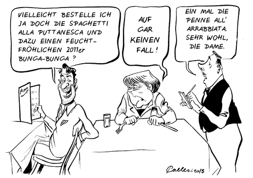 Cartoon: Italienische Woche (medium) by Paolo Calleri tagged italien,rom,parlament,politik,demokratie,wahlen,parlamentswahl,europa,eu,angela,merkel,bundesrepublik,deutschland,silvio,berlusconi,mario,monti,bunga,schuldenkrise,eurokrise,schuldenstaaten,austeritaet,wachstum,sparen,schulden,wahlkampf,parteien,karikatur,cartoon,paolo,calleri