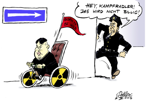 Cartoon: Kampfradler (medium) by Paolo Calleri tagged karika,usa,asien,fernost,krise,konflikt,krieg,angriff,provokation,seoul,pjoengjang,atombombe,un,jong,kim,nordkorea,fahrradfahrer,fahrrad,falschparker,strafen,verwarngelder,kampfradler,april,2013,bussgeldkatalog,bussgeld,verkehrssuender,verkehr,deutschland,deutschland,verkehr,verkehrssuender,bussgeld,bussgeldkatalog,2013,april,kampfradler,verwarngelder,strafen,falschparker,fahrrad,fahrradfahrer,nordkorea,kim,jong,un,atombombe,pjoengjang,seoul,provokation,angriff,krieg,konflikt,krise,fernost,asien,usa,karikatur,paolo,calleri