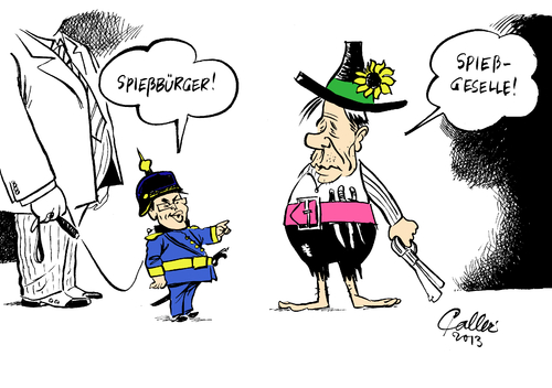 Cartoon: Kaspertheater (medium) by Paolo Calleri tagged parteitag,nürnberg,fdp,parteichef,philipp,rösler,liberale,bündnis,90,die,grünen,wahlkampf,spießbürger,bürgertum,politik,klientelpolitik,steuererhöhung,karikatur,paolo,calleri