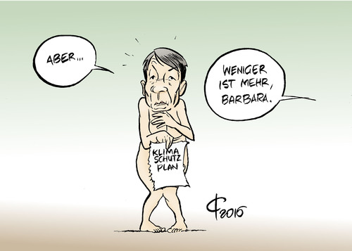 Cartoon: Klimaschutzplan (medium) by Paolo Calleri tagged marokko,marrakesch,klimaschutzplan,2050,deutschland,bundesumweltministerin,barbara,hendricks,klima,klimaschutz,bundesregierung,ministerien,demontage,plan,entkernt,karikatur,cartoon,paolo,calleri