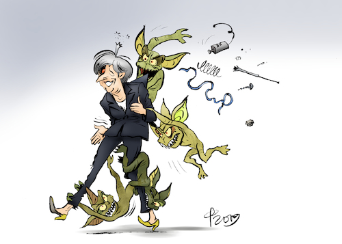 Cartoon: May-Demontage (medium) by Paolo Calleri tagged eu,gb,uk,grossbritannien,brexit,chaos,abstimmungen,parlament,unterhaus,deal,abkommen,austritt,gemeinschaft,kabinett,minister,politiker,putsch,berichte,gremlins,roald,dahl,schriftsteller,karikatur,cartoon,paolo,calleri,eu,gb,uk,grossbritannien,brexit,chaos,abstimmungen,parlament,unterhaus,deal,abkommen,austritt,gemeinschaft,kabinett,minister,politiker,putsch,berichte,gremlins,roald,dahl,schriftsteller,karikatur,cartoon,paolo,calleri