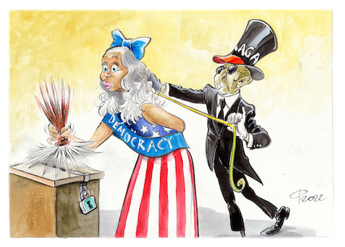 Cartoon: Midterm elections 2022 (medium) by Paolo Calleri tagged usa,wahlen,midterm,elections,republikaner,demokraten,kongress,maga,konservative,rechtsextremismus,demokratie,karikatur,cartoon,paolo,calleri,usa,wahlen,midterm,elections,republikaner,demokraten,kongress,maga,konservative,rechtsextremismus,demokratie,karikatur,cartoon,paolo,calleri