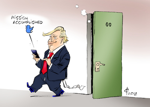 Cartoon: Mission Accomplished (medium) by Paolo Calleri tagged usa,syrien,angriff,giftgas,assad,russland,militaer,militaerschlag,chemiewaffen,forschung,produktion,lager,donald,trump,zufrieden,mission,accomplished,twitter,twittern,karikatur,cartoon,paolo,calleri,usa,syrien,angriff,giftgas,assad,russland,militaer,militaerschlag,chemiewaffen,forschung,produktion,lager,donald,trump,zufrieden,mission,accomplished,twitter,twittern,karikatur,cartoon,paolo,calleri