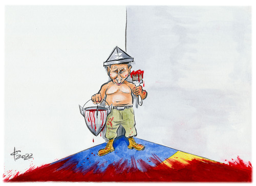 Cartoon: Mit dem Rücken gegen die Wand (medium) by Paolo Calleri tagged ukraine,krieg,russland,putin,weltgemeinschaft,verbrechen,opfer,karikatur,cartoon,paolo,calleri,ukraine,krieg,russland,putin,weltgemeinschaft,verbrechen,opfer,karikatur,cartoon,paolo,calleri