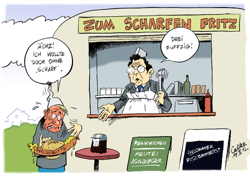 Cartoon: Mit scharf (medium) by Paolo Calleri tagged bundesinnenminister,hans,peter,friedrich,deutschland,asyl,asylbewerber,zunahme,balkan,mazedonien,serbien,geld,asylverfahren,organisation,pro,flüchtlinge,populismus,wahlen,vorurteile,ressentiments,asylanträge,bundesinnenministerium,bundesinnenminister,hans,peter,friedrich,deutschland,asyl,asylbewerber,zunahme,balkan,mazedonien,serbien,geld,asylverfahren,organisation,pro,flüchtlinge,populismus,wahlen,vorurteile,ressentiments,asylanträge,bundesinnenministerium