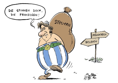 Cartoon: Obelix bei den Belgiern (medium) by Paolo Calleri tagged sozialisten,hollande,francois,politik,reichensteuer,einkommen,obelix,wegzug,steuersystem,steuerstreit,belgien,steuern,staatsbürgerschaft,frankreich,schauspieler,depardieu,gerard,gerard,depardieu,schauspieler,frankreich,staatsbürgerschaft,steuern,belgien,steuerstreit,steuersystem,wegzug,obelix,einkommen,reichensteuer,politik,francois,hollande,sozialisten