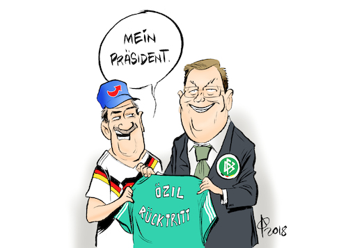 Cartoon: Özil-Rücktritt (medium) by Paolo Calleri tagged deutschland,sport,politik,spieler,fussball,mesut,oezil,ruecktritt,nationalmannschaft,grindel,wm,russland,kritik,foto,erdogan,trikot,demokratie,politiker,rassismus,migranten,integration,suendenbock,afd,rechtspopulisten,karikatur,cartoon,paolo,calleri,deutschland,sport,politik,spieler,fussball,mesut,oezil,ruecktritt,nationalmannschaft,nationalelf,wm,russland,kritik,foto,erdogan,trikot,demokratie,politiker,rassismus,migranten,integration,suendenbock,afd,rechtspopulisten,karikatur,cartoon,paolo,calleri