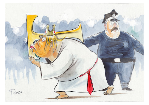 Cartoon: Passionsspiel (medium) by Paolo Calleri tagged usa,new,york,trump,anklage,anhaenger,trumpisten,justiz,publicity,wirtschaft,betrug,politik,praesidentschaft,wahlkampf,karikatur,cartoon,paolo,calleri,usa,new,york,trump,anklage,anhaenger,trumpisten,justiz,publicity,wirtschaft,betrug,politik,praesidentschaft,wahlkampf,karikatur,cartoon,paolo,calleri