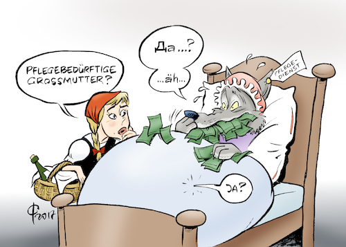 Cartoon: Pflegedienstbetrug (medium) by Paolo Calleri tagged deutschland,pflege,pflegedienste,betrug,organisiert,geldwaesche,leistungen,pflegedienstleistungen,eurasisch,scheinfirmen,karikatur,paolo,calleri,deutschland,pflege,pflegedienste,betrug,organisiert,geldwaesche,leistungen,pflegedienstleistungen,eurasisch,scheinfirmen,karikatur,paolo,calleri