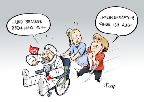 Cartoon: Pflegekräfte (medium) by Paolo Calleri tagged deutschand,bundestagswahl,2017,wahlkampf,union,cdu,spd,sozialdemokraten,kanzlerkandidat,martin,schulz,verprechen,pfleger,pflegekraefte,arbeit,arbeitsbedingungen,bezahlung,gerechtigkeit,bedingungen,wahlversprechen,versprechen,wahlen,karikatur,cartoon,paolo,calleri,deutschand,bundestagswahl,2017,wahlkampf,union,cdu,spd,sozialdemokraten,kanzlerkandidat,martin,schulz,verprechen,pfleger,pflegekraefte,arbeit,arbeitsbedingungen,bezahlung,gerechtigkeit,bedingungen,wahlversprechen,versprechen,wahlen,karikatur,cartoon,paolo,calleri