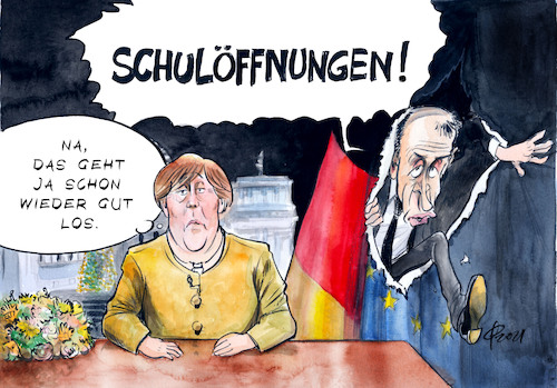 Cartoon: Prosit Neujahr 2021! (medium) by Paolo Calleri tagged welt,eu,deutschland,silvester,ansprache,neujahrsansprache,neujahr,bundeskanzlerin,cdu,angela,merkel,friedrich,merz,2021,covid,19,corona,virus,gesundheit,lockdown,neuinfektionen,tote,schulen,schueler,schuloeffnungen,zahlen,eindaemmung,arbeit,wirtschaft,gesellschaft,karikatur,cartoon,paolo,calleri,welt,eu,deutschland,silvester,ansprache,neujahrsansprache,neujahr,bundeskanzlerin,cdu,angela,merkel,friedrich,merz,2021,covid,19,corona,virus,gesundheit,lockdown,neuinfektionen,tote,schulen,schueler,schuloeffnungen,zahlen,eindaemmung,arbeit,wirtschaft,gesellschaft,karikatur,cartoon,paolo,calleri