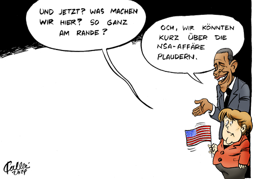 Cartoon: Randgespräch (medium) by Paolo Calleri tagged usa,deutschland,bundeskanzlerin,angela,merkel,präsident,barack,obama,besuch,reise,ukraine,ostukraine,krise,nsa,geheimdienst,affäre,abhören,handy,telekommunikation,whistleblower,edward,snowden,gespräche,syrien,iran,afghanistan,freihandelsabkommen,karikatur,cartoon,paolo,calleri,usa,deutschland,bundeskanzlerin,angela,merkel,präsident,barack,obama,besuch,reise,ukraine,ostukraine,krise,nsa,geheimdienst,affäre,abhören,handy,telekommunikation,whistleblower,edward,snowden,gespräche,syrien,iran,afghanistan,freihandelsabkommen,karikatur,cartoon,paolo,calleri