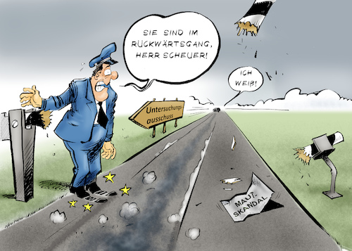 Cartoon: Rückzieher (medium) by Paolo Calleri tagged eu,deutschland,bundesverkehrsminister,verkehr,andreas,scheuer,mautskandal,maut,pkw,mautdebakel,debakel,untersuchungsausschuss,bundestag,akten,cartoon,karikatur,paolo,calleri,eu,deutschland,bundesverkehrsminister,verkehr,andreas,scheuer,mautskandal,maut,pkw,mautdebakel,debakel,untersuchungsausschuss,bundestag,akten,cartoon,karikatur,paolo,calleri