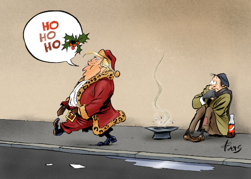 Cartoon: Santa Trump (medium) by Paolo Calleri tagged usa,regierung,donald,trump,bevoelkerung,menschen,arme,beduerftige,lebensmittel,hilfe,unterstuetzung,streichung,lebensmittelkarten,programm,einkauf,karikatur,cartoon,paolo,calleri,usa,regierung,donald,trump,bevoelkerung,menschen,arme,beduerftige,lebensmittel,hilfe,unterstuetzung,streichung,lebensmittelkarten,programm,einkauf,karikatur,cartoon,paolo,calleri