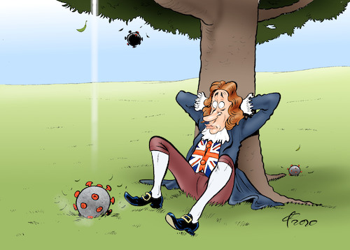 Cartoon: Schwerwiegend (medium) by Paolo Calleri tagged welt,eu,grosbritannien,gb,uk,vereinigtes,koenigreich,united,kingdom,infektionen,covid,19,corona,coronavirus,gesundheit,ansteckungen,isaac,newton,schwerkraft,apfel,karikatur,cartoon,paolo,calleri,welt,eu,grosbritannien,gb,uk,vereinigtes,koenigreich,united,kingdom,infektionen,covid,19,corona,coronavirus,gesundheit,ansteckungen,isaac,newston,scherkraft,apfel,karikatur,cartoon,paolo,calleri