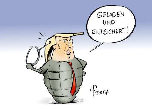 Cartoon: Sprengkopf (medium) by Paolo Calleri tagged usa,nordkorea,präsident,donald,trump,kim,jong,un,militär,militärschlag,atomraketen,atomschlag,drohungen,provokationen,waffen,krieg,konflikt,eskalation,karikatur,cartoon,paolo,calleri,usa,nordkorea,präsident,donald,trump,kim,jong,un,militär,militärschlag,atomraketen,atomschlag,drohungen,provokationen,waffen,krieg,konflikt,eskalation,karikatur,cartoon,paolo,calleri