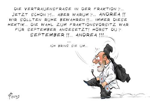 Cartoon: Übereilt (medium) by Paolo Calleri tagged deutschland,spd,martin,schulz,andrea,nahles,bundestagsfraktion,fraktion,misstrauen,vertrauensfrage,europawahl,wahldebakel,schlappe,sozialdemokraten,konsequenzen,parteien,karikatur,cartoon,paolo,calleri,deutschland,spd,martin,schulz,andrea,nahles,bundestagsfraktion,fraktion,misstrauen,vertrauensfrage,europawahl,wahldebakel,schlappe,sozialdemokraten,konsequenzen,parteien,karikatur,cartoon,paolo,calleri