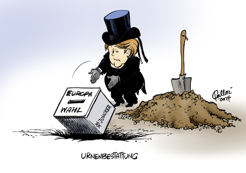 Cartoon: Urnenbestattung (medium) by Paolo Calleri tagged straßburg,europa,eu,europäischer,rat,nationen,wähler,spitzenkandidat,evp,jean,claude,juncker,konservative,europaparlament,regierungschefs,bundeskanzlerin,angela,merkel,großbritannien,wählerwillen,wahlurne,geklüngel,gemauschel,hinterzimmer,karikatur,cartoon,paolo,calleri,straßburg,europa,eu,europäischer,rat,nationen,wähler,spitzenkandidat,evp,jean,claude,juncker,konservative,europaparlament,regierungschefs,bundeskanzlerin,angela,merkel,großbritannien,wählerwillen,wahlurne,geklüngel,gemauschel,hinterzimmer,karikatur,cartoon,paolo,calleri