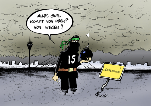 Cartoon: Vereitelt (medium) by Paolo Calleri tagged deutschland,duesseldorf,terrorismus,is,anschlag,vereitelung,polizei,islamisten,fundamentalisten,wetter,unwetter,ueberschwemmungen,hochwasser,katastrophen,karikatur,cartoon,paolo,calleri,deutschland,duesseldorf,terrorismus,is,anschlag,vereitelung,polizei,islamisten,fundamentalisten,wetter,unwetter,ueberschwemmungen,hochwasser,katastrophen,karikatur,cartoon,paolo,calleri