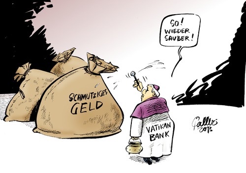 Cartoon: Waschtag (medium) by Paolo Calleri tagged vatikan,vatikanbank,ior,korruption,schwarzgeld,generaldirektor,paolo,cipriani,rücktritt,massimo,tulli,geldwäsche,vorwurf,skandal,karikatur,calleri,vatikan,vatikanbank,ior,korruption,schwarzgeld,generaldirektor,paolo,cipriani,rücktritt,massimo,tulli,geldwäsche,vorwurf,skandal,karikatur,calleri