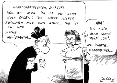 Cartoon: Wehret den Anfängen! (medium) by Paolo Calleri tagged fremdgehen,ehestreit,ehe,missbrauch,ministranten,zölibat,netzwerk,priester,katholiken,mitspracherecht,priesteramt,frauen,zoelibat,theologen,144