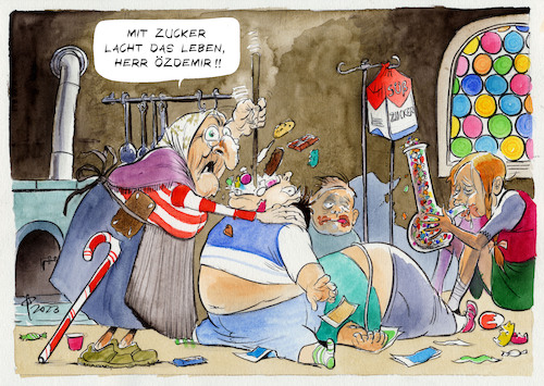 Cartoon: Werbeverbot für Süßigkeiten (medium) by Paolo Calleri tagged kinder,werbung,suessigkeiten,lebensmittel,gesundheit,zucker,fett,salz,wirtschaft,lobby,bundeslandwirtschaftsminister,ernaehrung,oezdemir,karikatur,cartoon,paolo,calleri,kinder,werbung,suessigkeiten,lebensmittel,gesundheit,zucker,fett,salz,wirtschaft,lobby,bundeslandwirtschaftsminister,ernaehrung,oezdemir,karikatur,cartoon,paolo,calleri