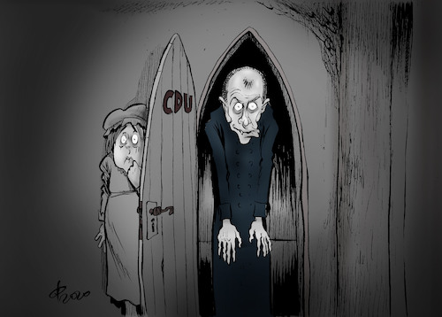 Cartoon: Wiedergänger (medium) by Paolo Calleri tagged deutschland,parteien,union,cdu,akk,rueckzug,kanzlerschaft,kandidatur,parteivorsitz,parteichef,vorsitzender,kandidat,friedrich,merz,bundeskanzlerin,angela,merkel,parteifluegel,wirtschaft,poltik,gesellschaft,gefahren,demokratie,faschismus,rechtspopulismus,populismus,karikatur,cartoon,paolo,calleri,deutschland,parteien,union,cdu,akk,rueckzug,kanzlerschaft,kandidatur,parteivorsitz,parteichef,vorsitzender,kandidat,friedrich,merz,bundeskanzlerin,angela,merkel,parteifluegel,wirtschaft,poltik,gesellschaft,gefahren,demokratie,faschismus,rechtspopulismus,populismus,karikatur,cartoon,paolo,calleri