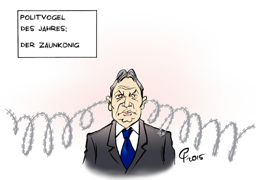 Cartoon: Zaunkönig (medium) by Paolo Calleri tagged eu,europa,ungarn,ministerpraesident,viktor,orban,grenze,grenzzaun,zaun,kroatien,fluechtlinge,fluechtlingskrise,asyl,abschottung,serbien,krisenfall,karikatur,cartoon,paolo,calleri,eu,europa,ungarn,ministerpraesident,viktor,orban,grenze,grenzzaun,zaun,kroatien,fluechtlinge,fluechtlingskrise,asyl,abschottung,serbien,krisenfall,karikatur,cartoon,paolo,calleri