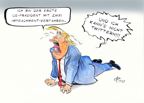 Cartoon: Zweites Impeachment-Verfahren (medium) by Paolo Calleri tagged usa,praesidentschaft,praesident,donald,trump,amtsententhebungsverfahren,verfahren,republiakner,demokraten,impeachment,amt,wuerde,sturm,capitol,rechtsextremismus,angriff,trumpisten,anhaenger,aufruf,wahlen,praesidentschaftswahl,niederlage,twitter,konto,sperre,soziale,medien,netzwerke,gewalt,gesellschaft,spaltung,hassreden,karikatur,cartoon,paolo,calleri,usa,praesidentschaft,praesident,donald,trump,amtsententhebungsverfahren,verfahren,republiakner,demokraten,impeachment,amt,wuerde,sturm,capitol,rechtsextremismus,angriff,trumpisten,anhaenger,aufruf,wahlen,praesidentschaftswahl,niederlage,twitter,konto,sperre,soziale,medien,netzwerke,gewalt,gesellschaft,spaltung,hassreden,karikatur,cartoon,paolo,calleri