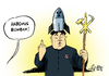 Cartoon: Atomtest (small) by Paolo Calleri tagged volksrepublik,nordkorea,kommunistisch,kim,jong,un,politiker,provokation,atomteset,atombombe,waffen,kernwaffen,unterirdisch,empoerung,papst,benedikt,vatikan,ruecktritt,papstwahl,westen,sicherheit