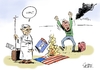 Cartoon: Back to the roots (small) by Paolo Calleri tagged papst,benedikt,16,heiliger,stuhl,nahost,reise,libanon,arabische,welt,proteste,gewalt,botschaften,usa,deutschland,mohammed,film,islamismus,ausschreitungen,islamfeindlich,satiremagazin,titanic,cover,antrag,einstweilige,verfügung,bücherverbrennung,prozess