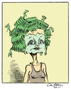 Cartoon: Medusa (small) by Paolo Calleri tagged medusa,gorgone,schlangen,schlangenhaare,lockenwickler,frisur,gesichtsmaske,pflege